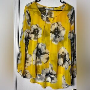 NY Collection Floral Yellow Women's Top
